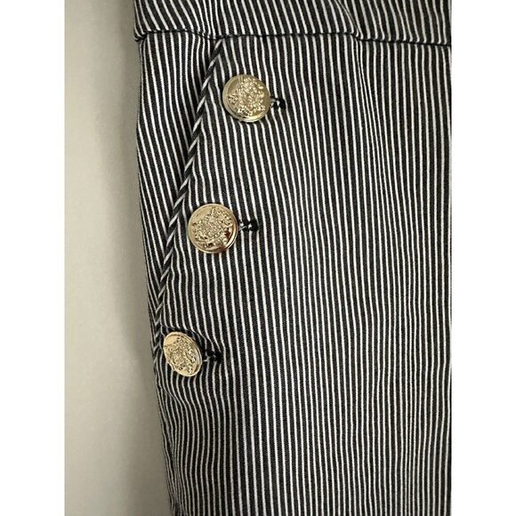 Liz Claiborne Women’s Size Small Black White Stripe Bermuda Shorts Gold Buttons - Picture 3 of 6